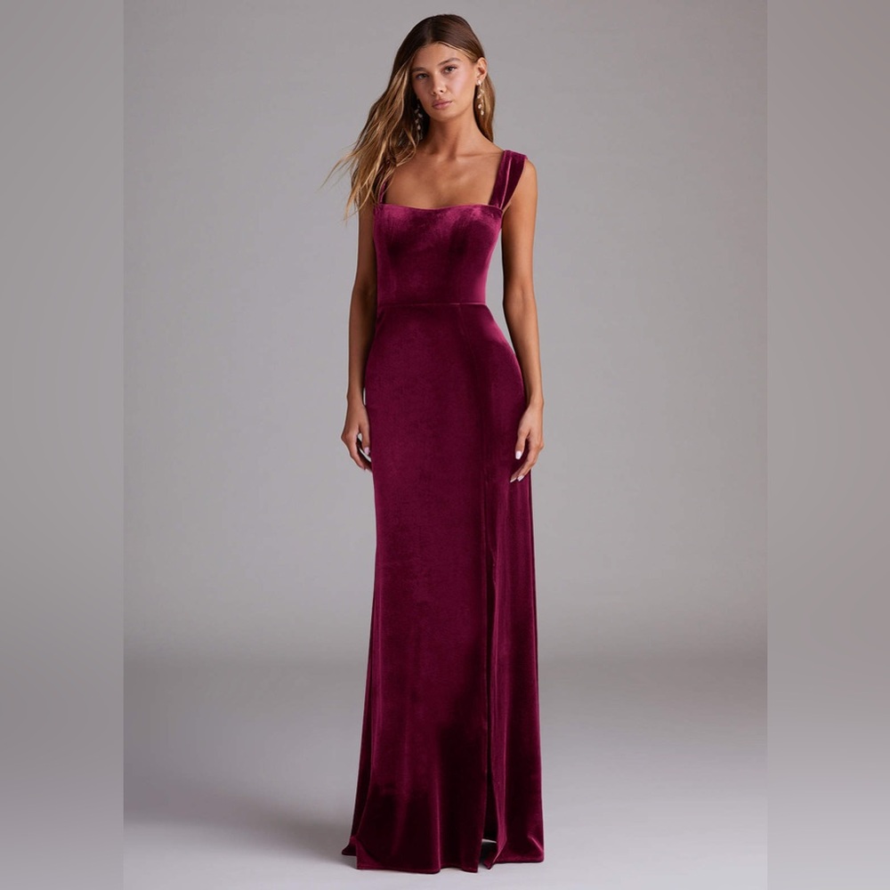Azazie Bridesmaid Dress- Junia Cabernet Velvet